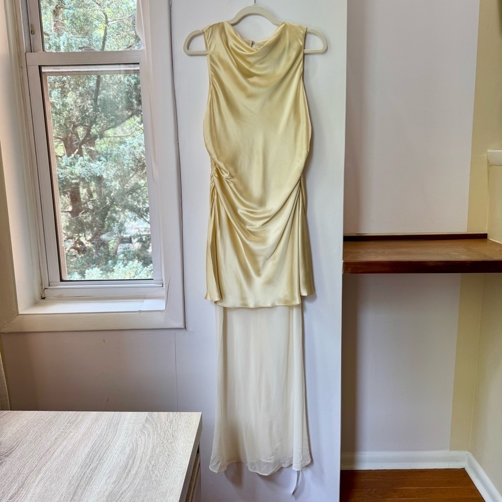 NWT Reformation Logan Silk Formal Maxi Dress Blonde Yellow 8